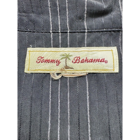 Tommy Bahama Hawaiian Button Up Spread Collar Shirt Black Floral Silk Mens Large - Picture 3 of 4